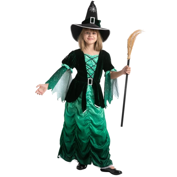 Girls Green Witch Halloween Costume 3 Girls Green Witch Halloween Costume