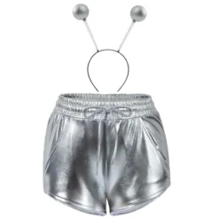 Women Metallic Shorts - Silver