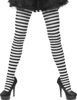 Womens Striped Nylon Tights Leggings -Spirit Halloween Shop Womens Nylon Striped Tights BlackWhite 3 Pack 6 600x781 1