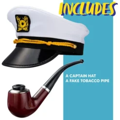 Yacht Captain Hat Costume Accessories Set With Pipe -Spirit Halloween Shop Yacht Captain Hat Costume Accessories Set with pipe 3 result 600x600 1