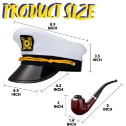 Yacht Captain Hat Costume Accessories Set With Pipe -Spirit Halloween Shop Yacht Captain Hat Costume Accessories Set with pipe 5 result 600x600 1