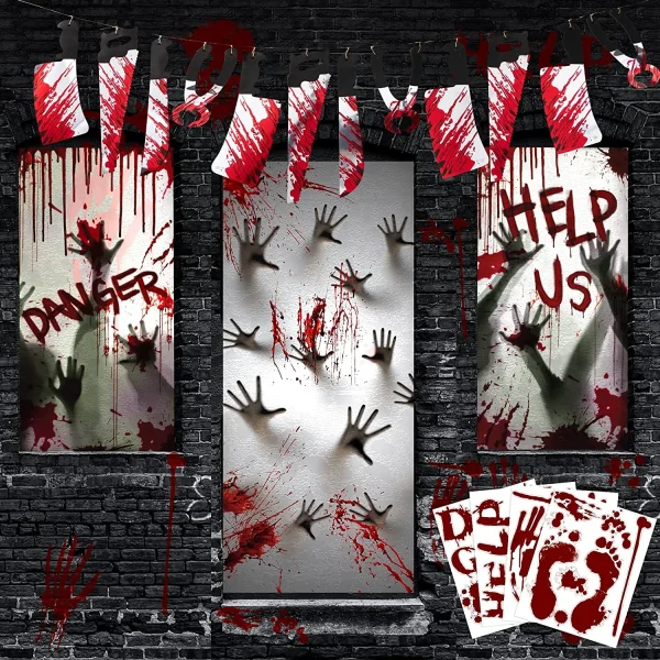 Zombie Hand Door Cover+2 Widow Covers+Weapon Garland+Window Stickers 11*14in 3 Zombie Hand Door Cover+2 Widow Covers+Weapon Garland+Window Stickers 11*14in