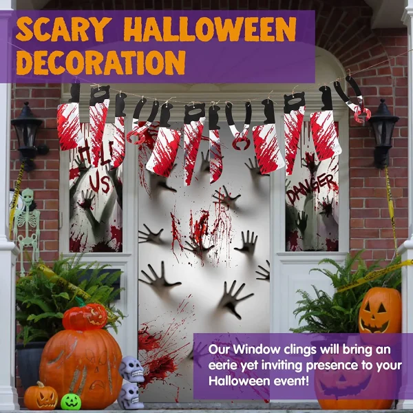 Zombie Hand Door Cover+2 Widow Covers+Weapon Garland+Window Stickers 11*14in 4 Zombie Hand Door Cover+2 Widow Covers+Weapon Garland+Window Stickers 11*14in - Image 2