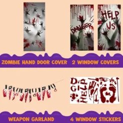 Zombie Hand Door Cover+2 Widow Covers+Weapon Garland+Window Stickers 11*14in 12 Zombie Hand Door Cover+2 Widow Covers+Weapon Garland+Window Stickers 11*14in -Spirit Halloween Shop Zombie Hand Door Cover2 Widow CoversWeapon GarlandWindow Stickers 4 result 600x600 1
